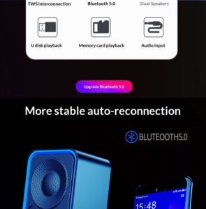 SC219 Wireless Bluetooth Speaker 3D Surround Mini Desktop Home User Outdoor Seven Color Lights Portable Smart Mini Speaker 3