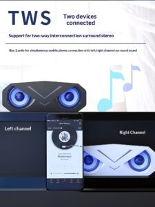 SC318 factory direct sale led colorful atmosphere light sound bluetooth portable subwoofer stereo dual speaker 6