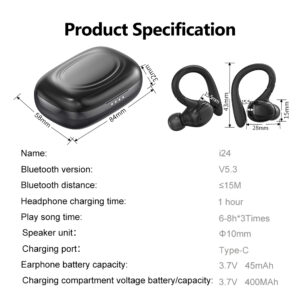 i24 cross-border hot-selling private mold wireless Bluetooth headphones Hi-Fi sound power display source factory wholesale i24 12