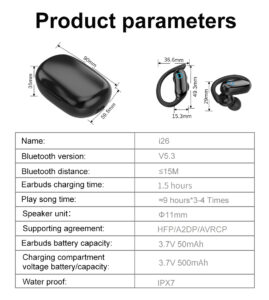 i26 ANC noise-canceling wireless headphones IPX7 waterproof i26 10