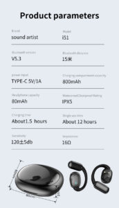 i51 bestseller open-ear OWS Bluetooth headphones sports IPX7 waterproof high-quality noise-canceling headphones i51 详情15 14