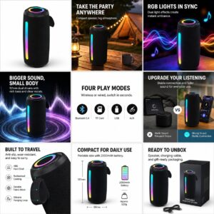 M-118 Portable Waterproof Bluetooth Speaker, Dual Drivers Deep Bass, RGB Lights, TWS Stereo for Home & Outdoor snapshot s 0 (1)