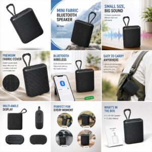 M‑166 Mini Fabric Bluetooth Speaker, Portable Hand‑strap Wireless Audio for Sports, Cycling & Outdoor Use snapshot s 0 (1)