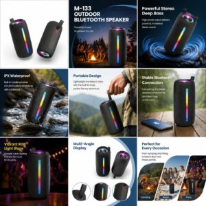 M‑133 New Bluetooth Speaker, High‑Power Waterproof Outdoor Audio, Portable Heavy‑Bass Stereo Subwoofer snapshot s 0 (1)