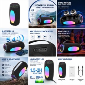 M-119 Waterproof Portable Bluetooth Speaker, Dual Channel Heavy Bass, RGB Ambient Lights, TWS Stereo for Desktop & Outdoor Use snapshot s 0