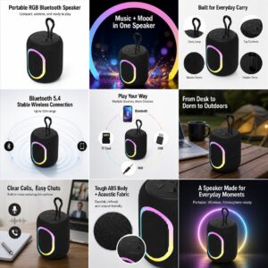 M-194 Mini Portable Bluetooth Speaker, RGB Light, TF Card Bass Speaker, Noise Reduction Calls, Ideal Gift for Dorm & Outdoor Use snapshot s 0