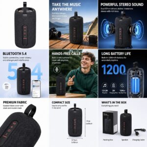 M-233Outdoor Hand‑carry Bluetooth Speaker, Waterproof Portable Mini Bass Speaker, Loud Volume with RGB Lights, Wireless Audio for Camping snapshot s 0