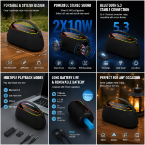 New M-265 removable battery wireless Bluetooth speaker outdoor waterproof portable super bass cannon with RGB sound 微信图片 20260813191220 11 5